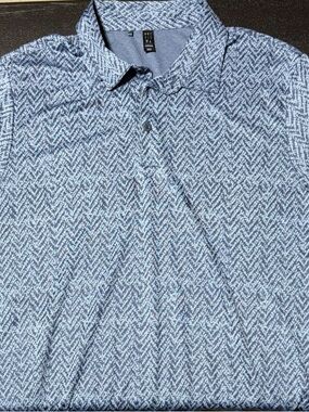 adidas Men's Light Blue Patterned Polo